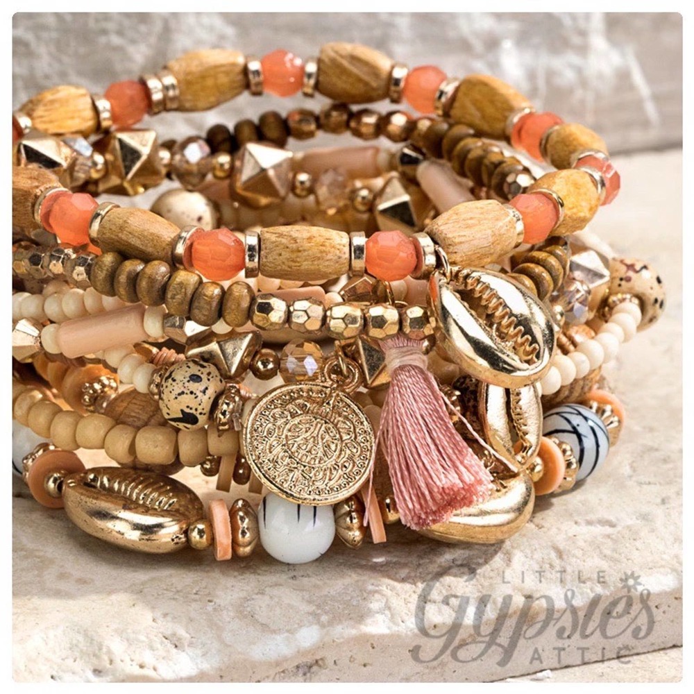TEN Layer Stacked Beaded Bracelets - Picture 7 of 7